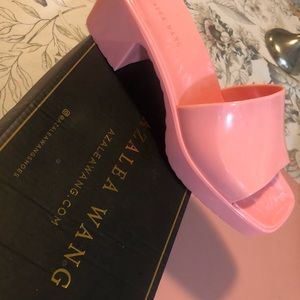 Azalea Wang Chunky pink heels